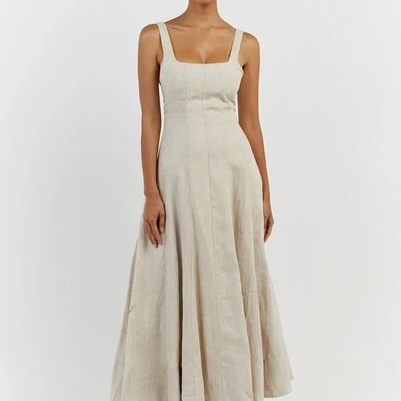 Diish Milahn natural linen midi dress 4 - Picture 1 of 8